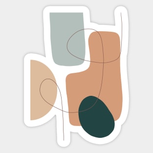 Mid Century Modern, Abstract Shapes Illustration 5 Sticker